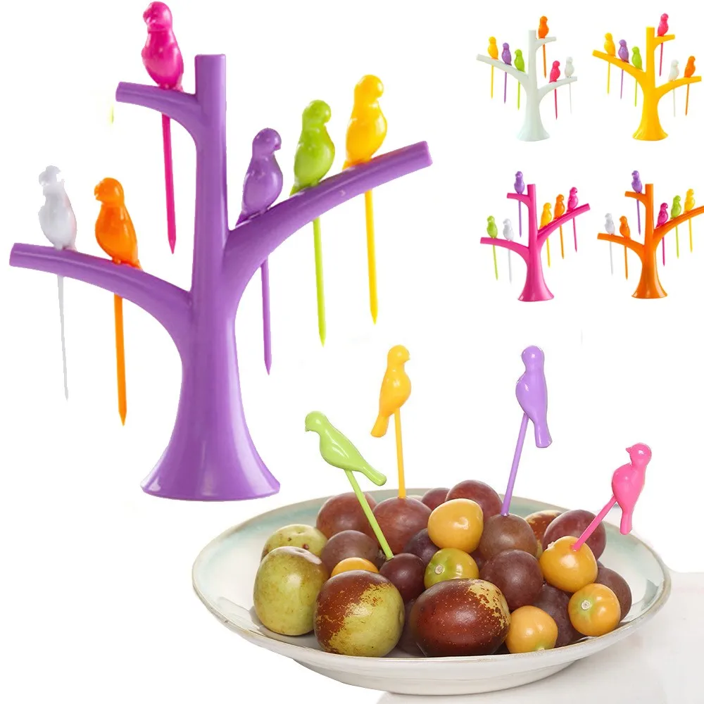 Вилка для фруктов птичка птицы на дереве десерт торт столовая посуда вечерние