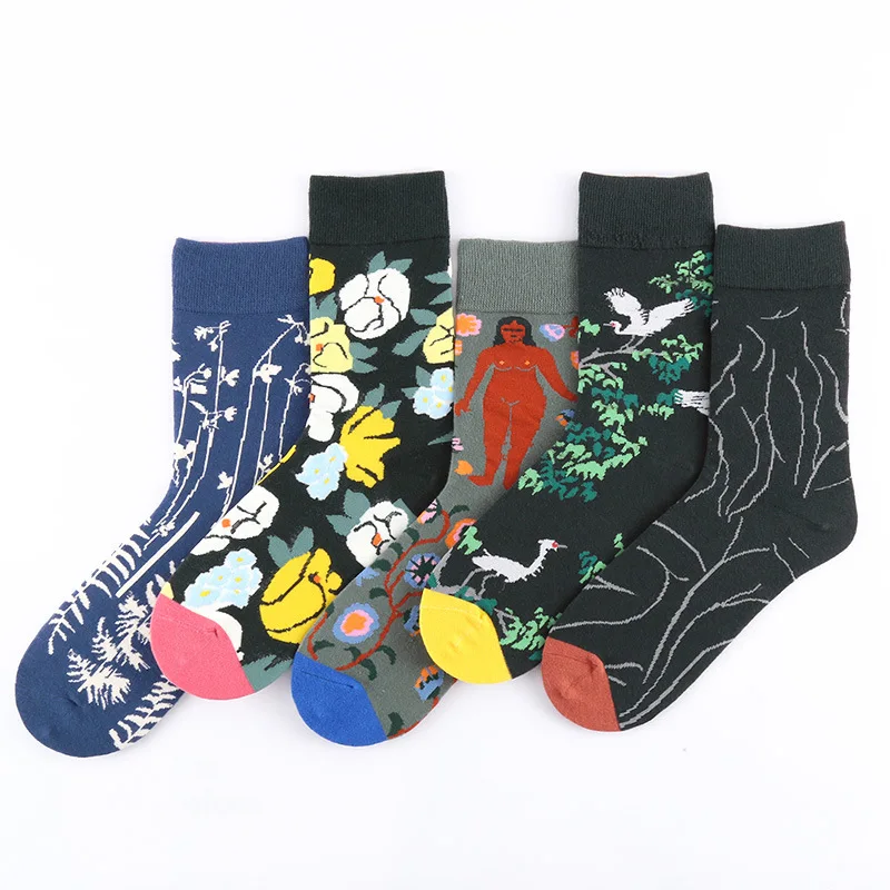 

Носки мужские/женские хлопковые в стиле Харадзюку, модная уличная одежда с мультипликационным принтом, повседневные смешные, счастливый по...