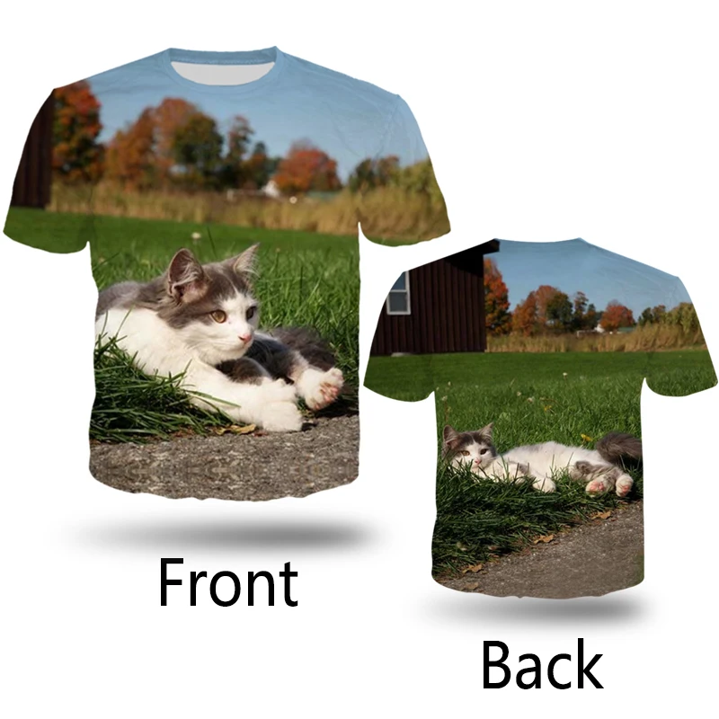 

HX New Summer Funny Design Animal Cat T-shirt Men/Women Fashion 3d Print Tshirt Streetwear Cool Cat T Shirt Harajuku Tops HX649