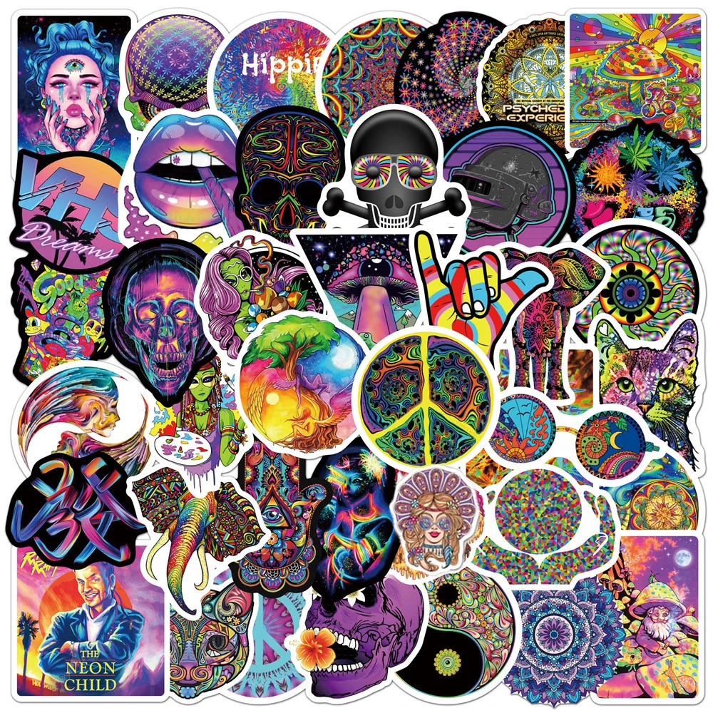 

10/30/50pcs Psychedelic Colorful Art Graffiti Stickers Aesthetics Laptop Motorcycle Phone Luggage Kids Sticker Cool Decal Toys