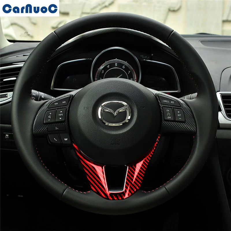

Для Mazda 3 Axela 2014-2016 Автомобильная панель рулевого колеса отделка наклейка из углеродного волокна стикер аксессуары для стайлинга