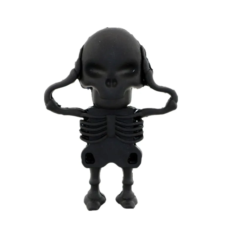 black usb флеш-накопитель 128 ГБ флеш-накопитель 32 Гб черный череп скелет Флешка 16 ГБ 8 ГБ 64 ГБ usb 2,0 usb память подарок на Рождество, Хэллоуин - Цвет: black