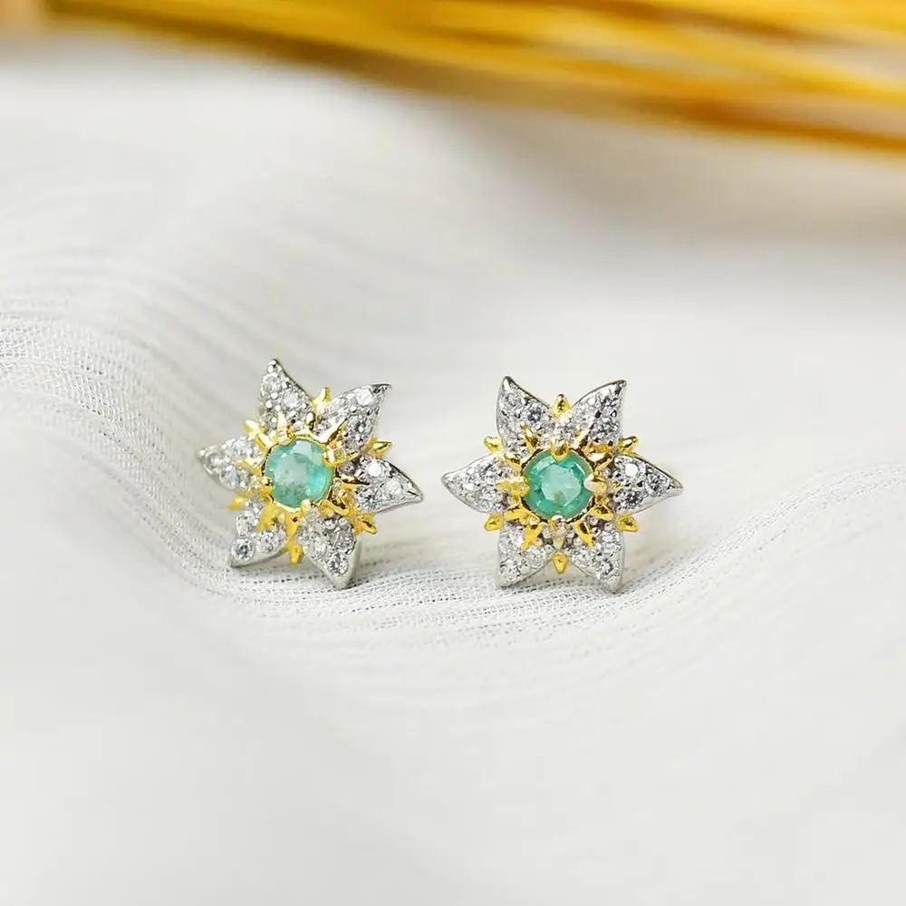 

1026 Natural emerald earrings s925 sterling silver star fashion jewelry trendy za 2020 women bijoux femme sieraden aesthetic