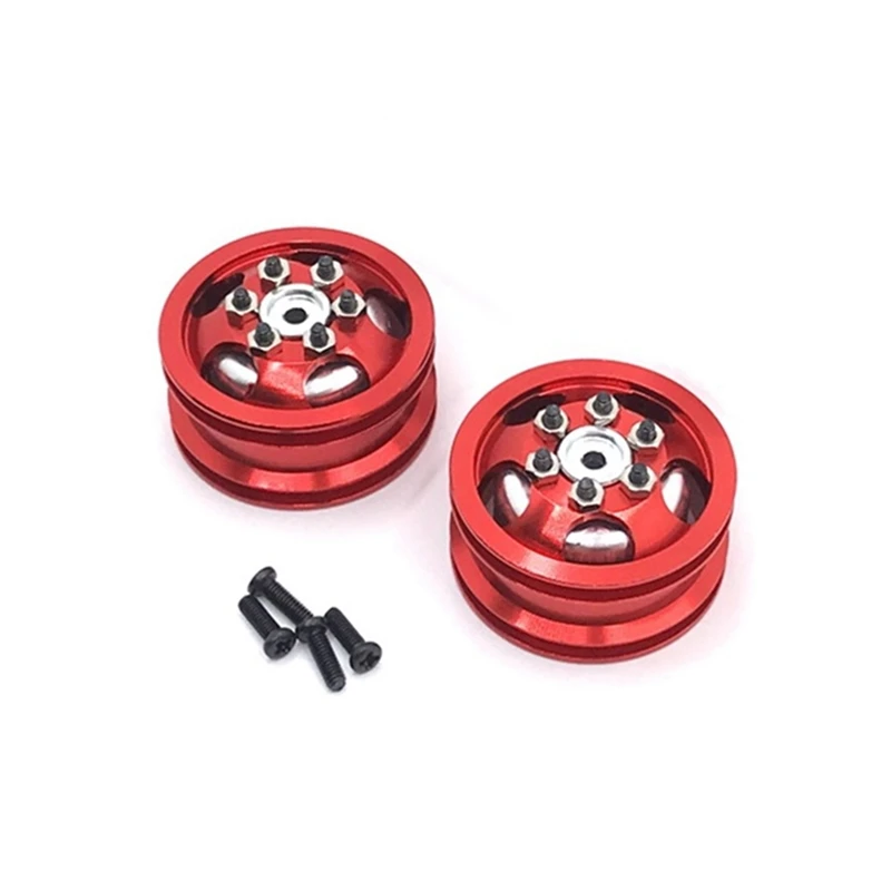 

2 Set Metal Wheel Rim Hub for WPL C14 C24 C34 B14 B24 Q61 Q62 4X4 4WD 1/16 RC Truck Car Parts, Red & Black