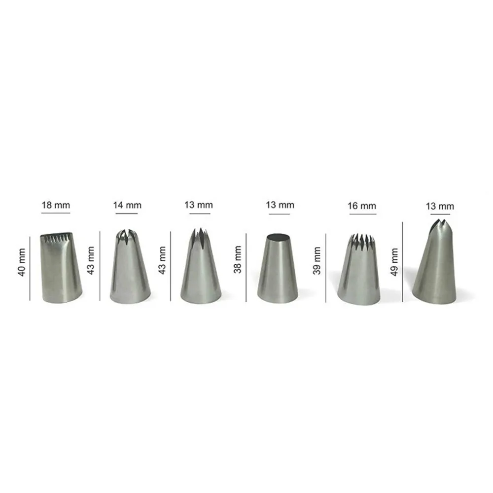 

6PCS/Set Stainless Steel Cupcake Cookie Nozzles Icing Piping Pastry Nozzle Tip Baking Nozzles Fondant Decor Cake Decorating Tool