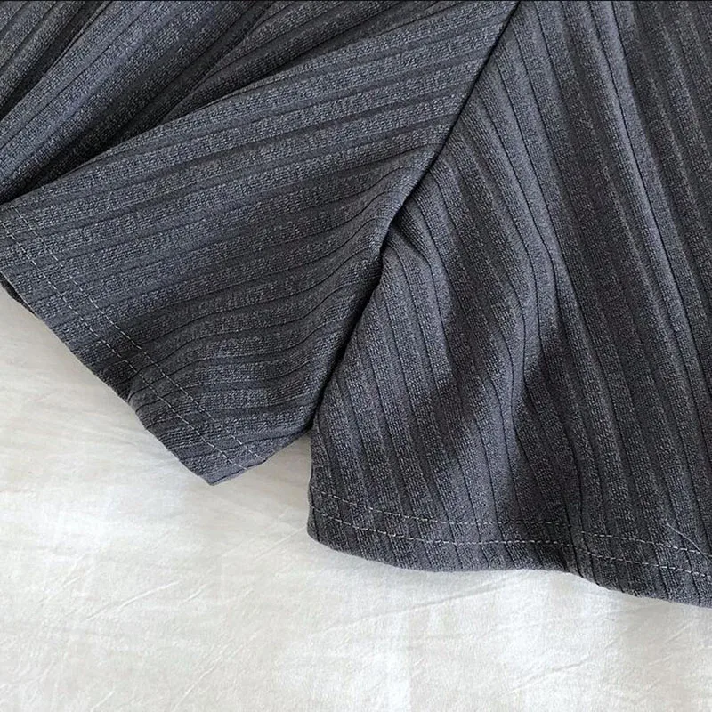 

women suit 2021 fashion ladies autumn knit 2 piece set long sleeve loose V-neck top and high waist wide leg culottes casual suit