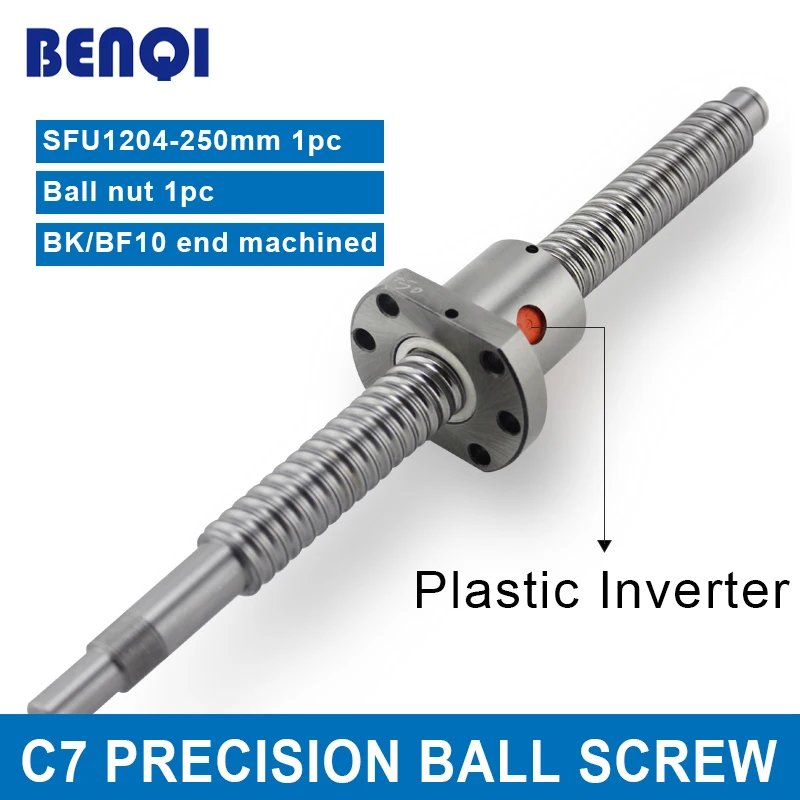 

Free shipping ballscrews SFU1204 250mm ball screw C7 1204 nut with plastic inverter for CNC parts BK/BF10 end machined