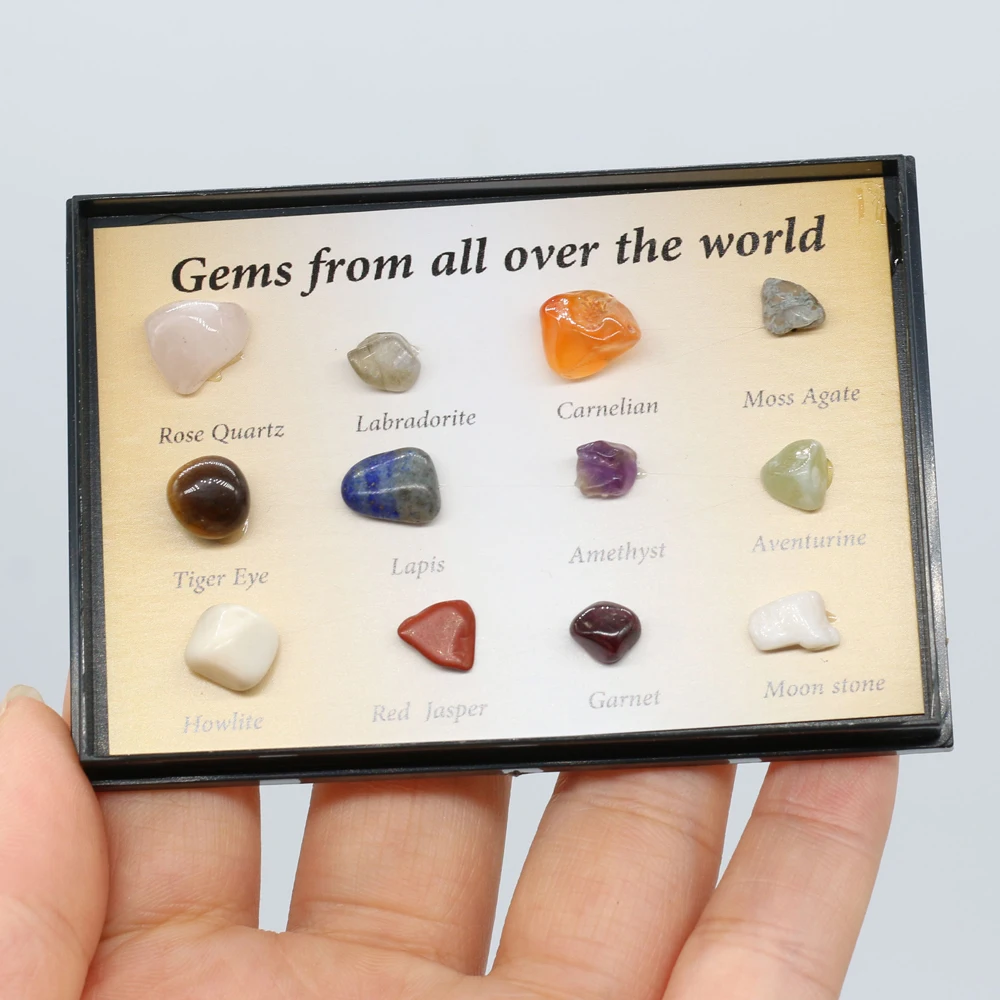 

12Pcs Exquisite Stone High Quality Mini Ore Specimens for Women Men Charm Jewelry Gifts Perfect Collection Size 8-10 mm