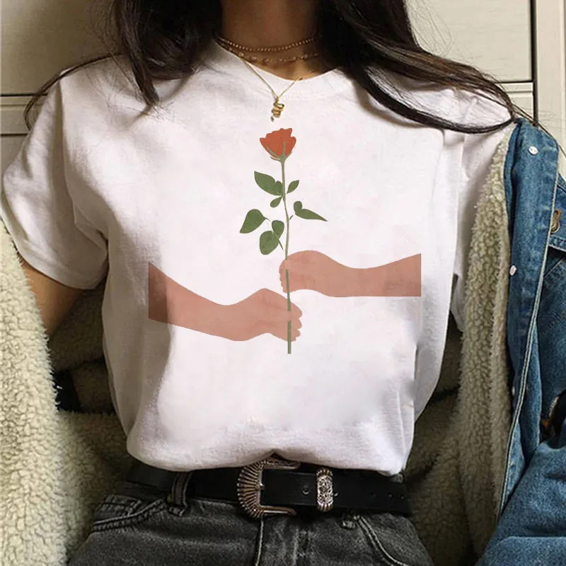 

Women's Shirt with Red Heart Print T-Shirt Women's Fashion T Shirt Short Sleeve Tops Harajuku Short Sleeve