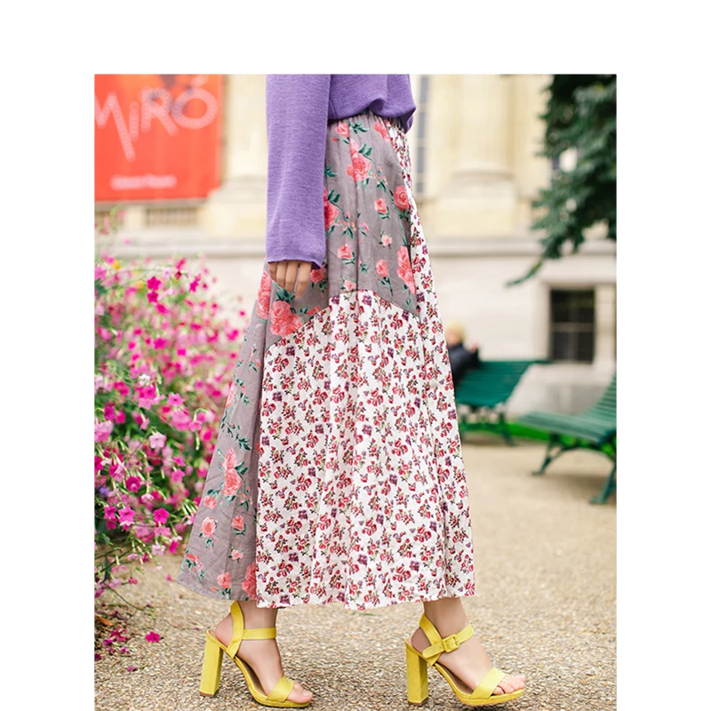 Женская винтажная трапециевидная юбка в стиле ретро свободная с цветочным
