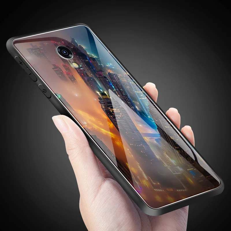 Для iPhone SE 5s 6 6S 7 8 Plus XR XS макс. закаленное стекло чехол антидетонационный задняя чехол для Meizu M5 M8 M6 M9 Note 16th Plus