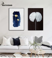nordic golden yellow color background picture wall canvas painting modern art wall poster frameless living room decor picture