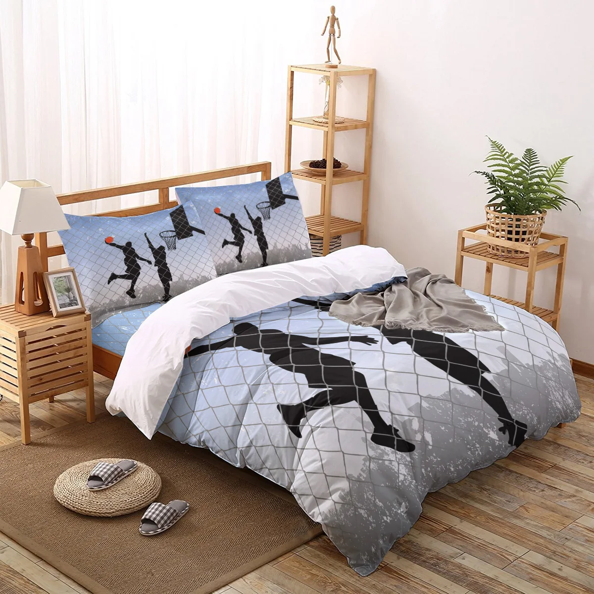 

Basketball Silhouette Sports Printed Comforter Bedding Set Duvet Cover Sets Pillowcases Bedclothes Bed Linen Queen King Size