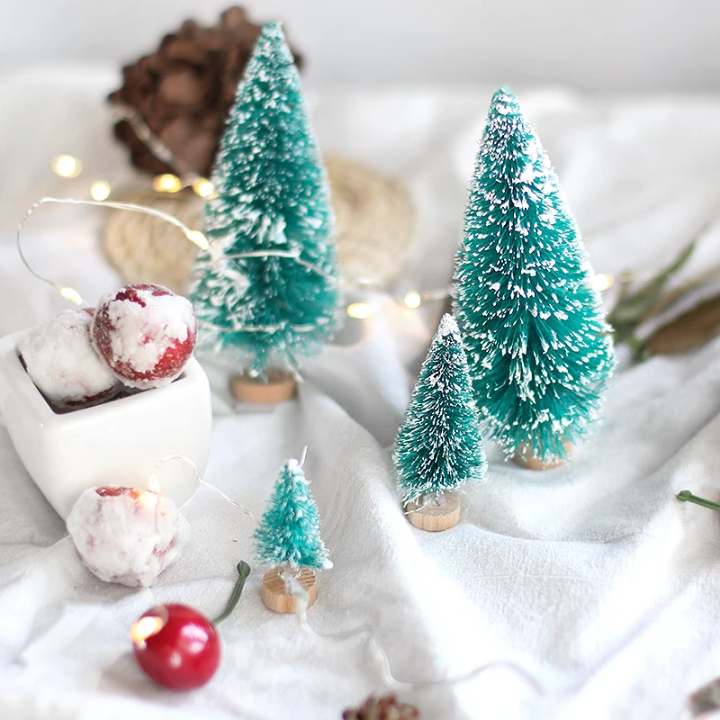 BAIUFOR 8pcs Mini DIY Christmas Tree Fake Pine Sisal Bottle Brush Santa Snow Frost Village House | Дом и сад