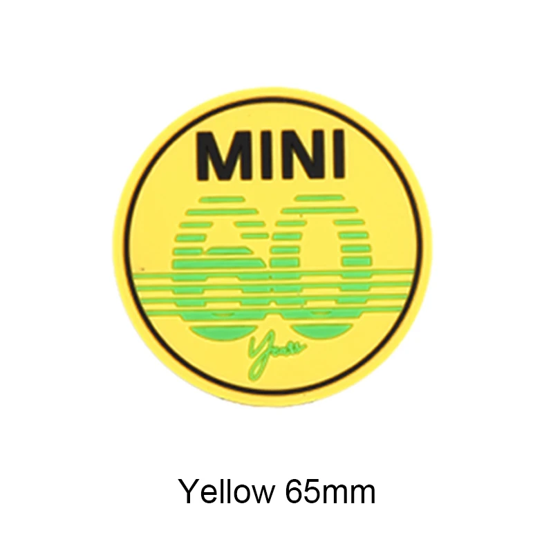 Yellow 65mm Автомобильный Стайлинг чашки кофе коврик подставка 60 лет юбилей коврик для Mini Cooper JCW R55 R56 R60 R61 F54 F55 F56 F60 автомобильные аксессуары - Название цвета: Yellow 65mm