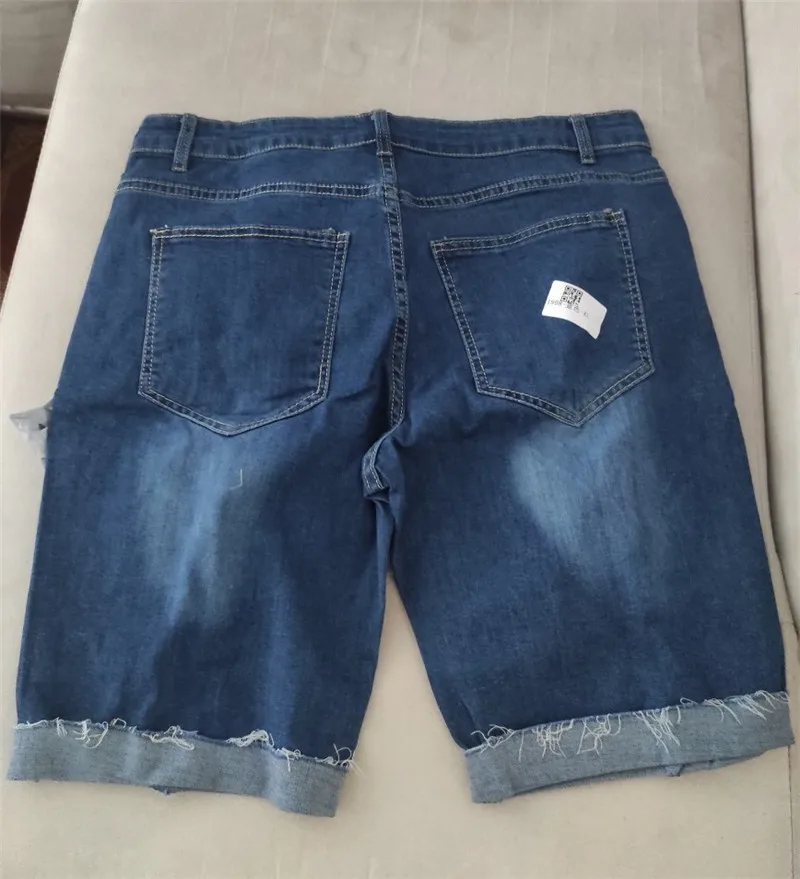 

Men Ripped Short Jeans Bermuda Cotton Shorts Breathable Blue Denim Shorts Male Destroyed Skinny Hole Short Jeans For Men 2021