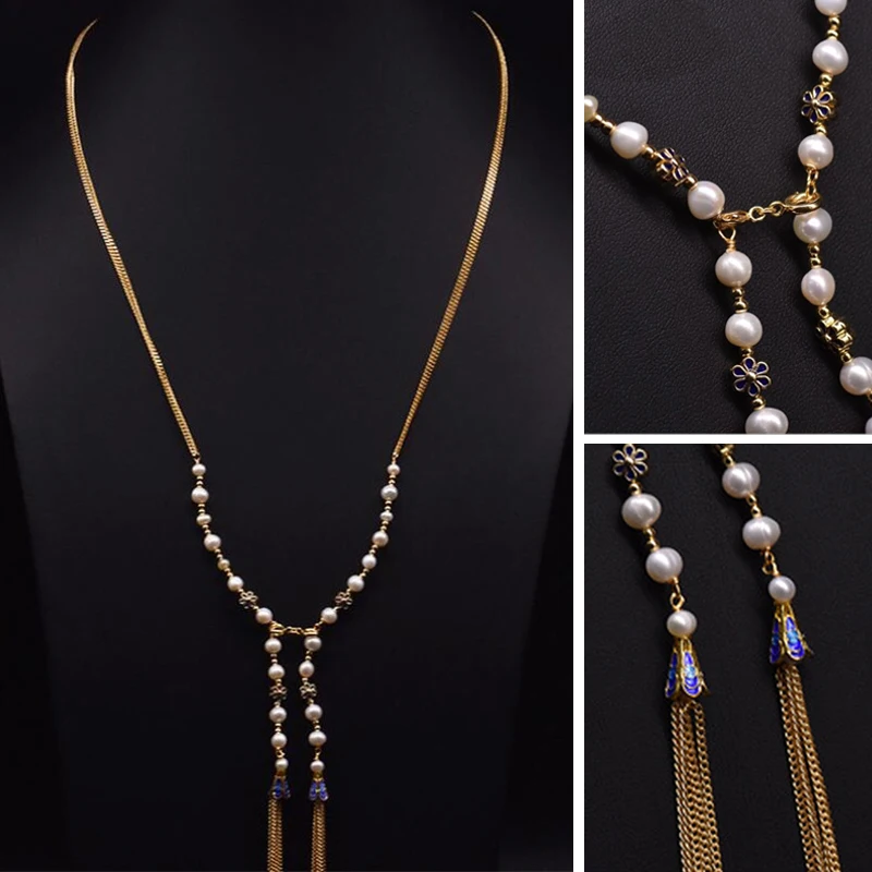 

Natural Freshwater Pearl Necklace Temperament Tassel Style Fine Accesories For Women Original Design Fine Jewelry Handmade New