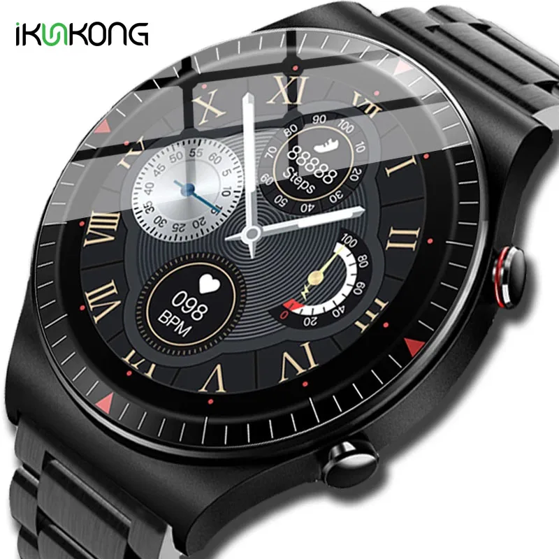 

2021 New Full Circle Touch Screen Steel Band luxury Bluetooth Call Men Smart Watch Waterproof Sport Activity fitness watch+box