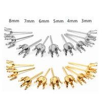 20pcs stainless steelblank studs earring claw ear post pins 3mm 8mm cup base earring setting diy jewelry making findings