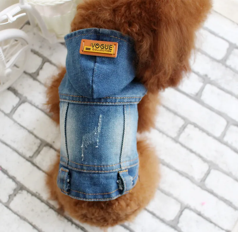 Hot Hoodie Pet Clothes for Dogs French Bulldog Denim Dog Jacket Chihuahua Jeans Coat Hooded Vest Pug Cat Costume 10A | Дом и сад