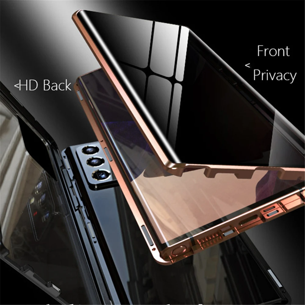 

Safety Phone Cover Case All inclusive Protection Metal Glass Shell for Samsung S21 S21Plus S21Ultra Magnetic Adsorption