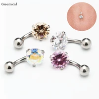 guemcal 1pcs hot sale sweet round diamond three claw belly button nail body piercing jewelry