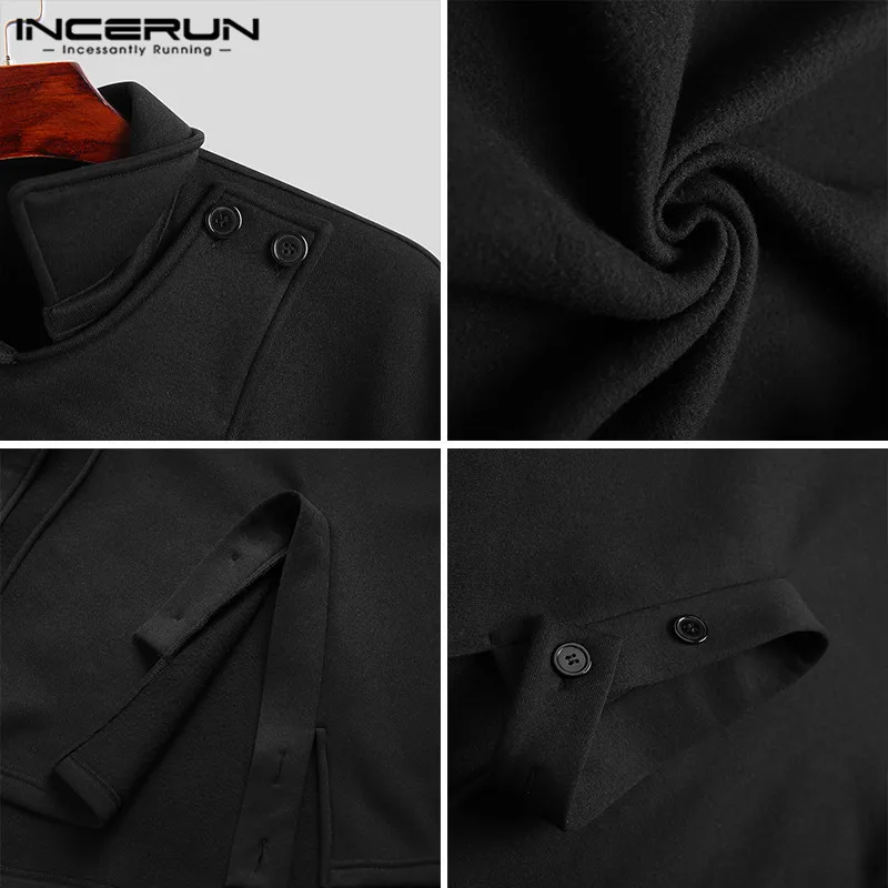 

Man Punk Style Ponchos Streetwear Cloak Masculina INCERUN Men Trench Solid Color Irregular Coats Fashion Loose Windbreaker S-5XL
