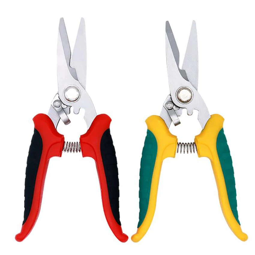 

Stainless Steel Electrician Scissors Wire Shears w/ Safety Lock Spring Scissors Fruit Flower Branch Shears Garden Pruning Shears