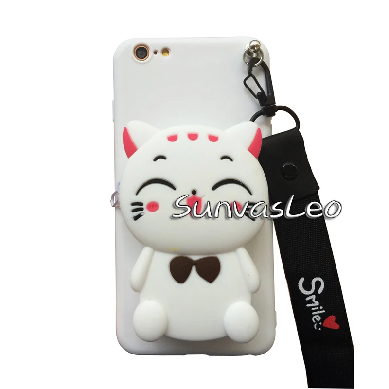 White Lucky Cat Для samsung Galaxy M серии J3 Star J7 Crown J3 J7 3D кошелек с мультяшным животным Мягкий силиконовый чехол задняя крышка для телефона со стразами - Цвет: White Lucky Cat