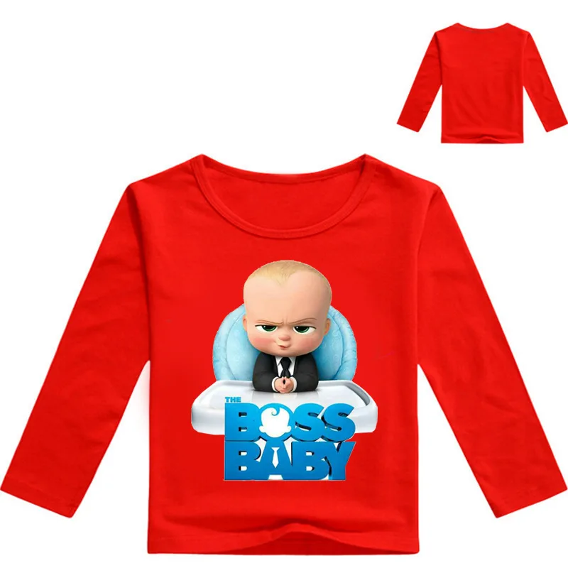 2-16Y Funny Baby Boss Clothes Boys Long Sleeve Tops Teenage T Shirt Cute Girl T-shirts Kids Teen Fashion Causal |