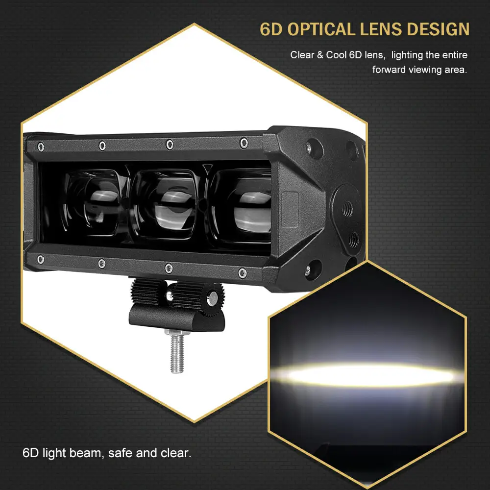 6D объектив СВЕТОДИОДНЫЙ светильник 12V 24V для вождения рабочий свет s Barra Led 4x4