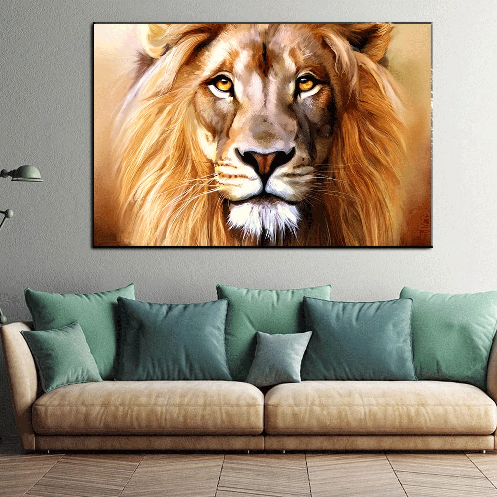 

Canvas Painting Decor Oil Painting Wall Picture Poster Modern Wall Art Animals Pictures Lion Pictures for Livingroom Home