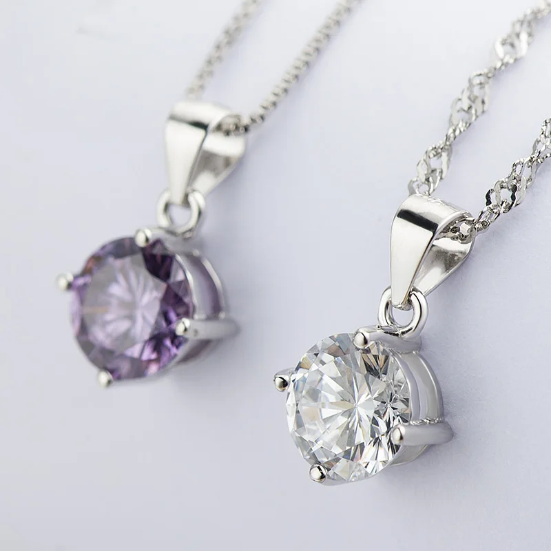 Ожерелье из стерлингового серебра с подвеской в форме ключицы циркон 4 зубца