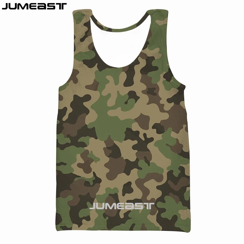 Jumeast Men Women 3D Printed Vest Camouflage Streetwear Harajuku Oversized Short Sleeve Sport Pullover Summer Tank Tops Tees | Мужская