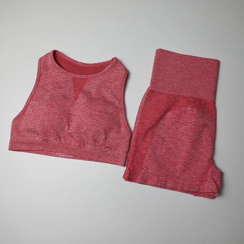 pink Бесшовный комплект для йоги Женская одежда для фитнеса спортивная женская спортивная одежда с высокой талией спортивные шорты Reacerback спортивный бюстгальтер Топ 2 шт. спортивные костюмы - Цвет: pink