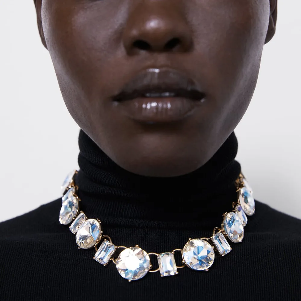 Jouval толстые большие стразы колье чокер роскошная цепочка для ключиц золотой