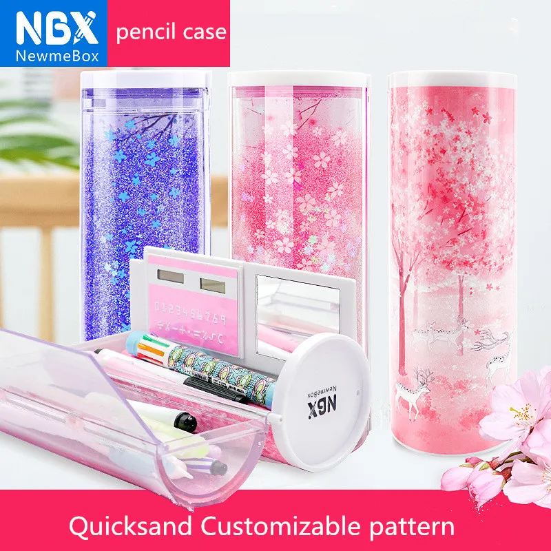 кот пенал с калькулятором Kawaii созидательный пеналы школьный newmebox для карандашей