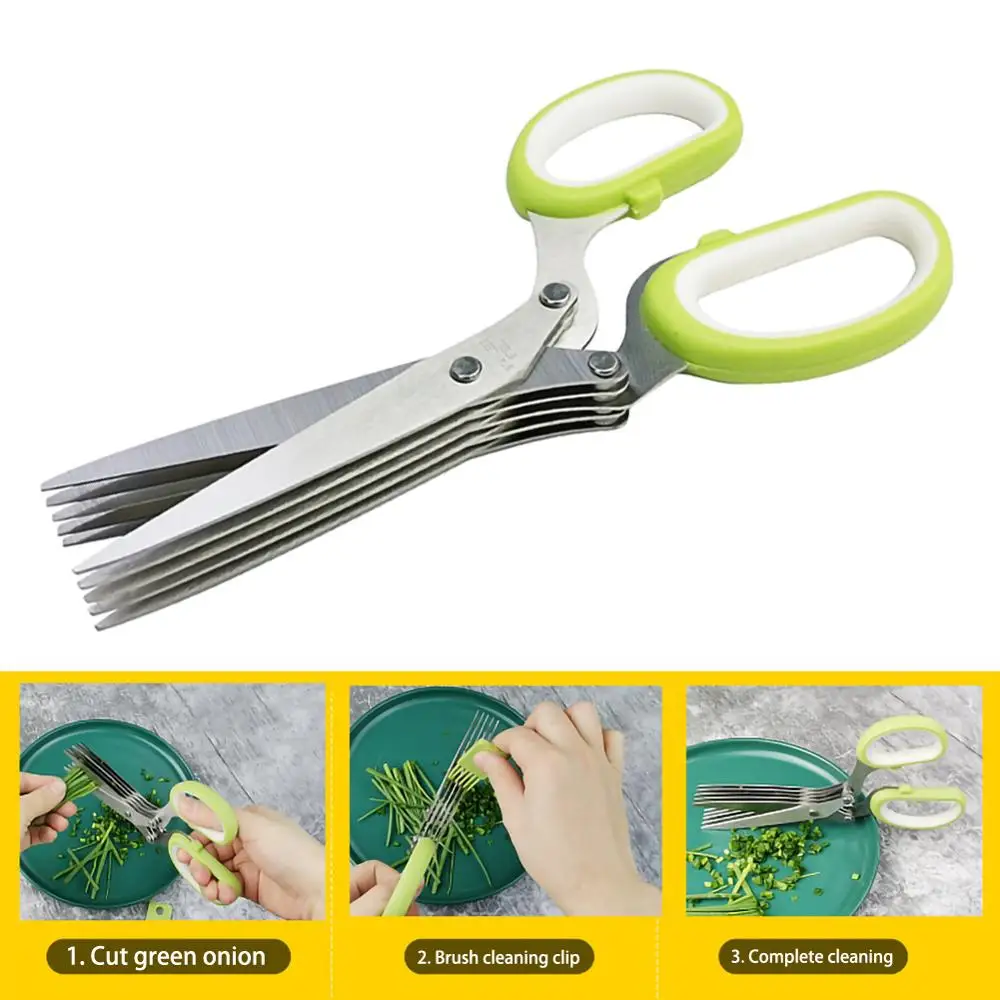 Multi-layer Green Onion Vegetable Scissors Five-layer Office Paper Shredding Kitchen | Дом и сад