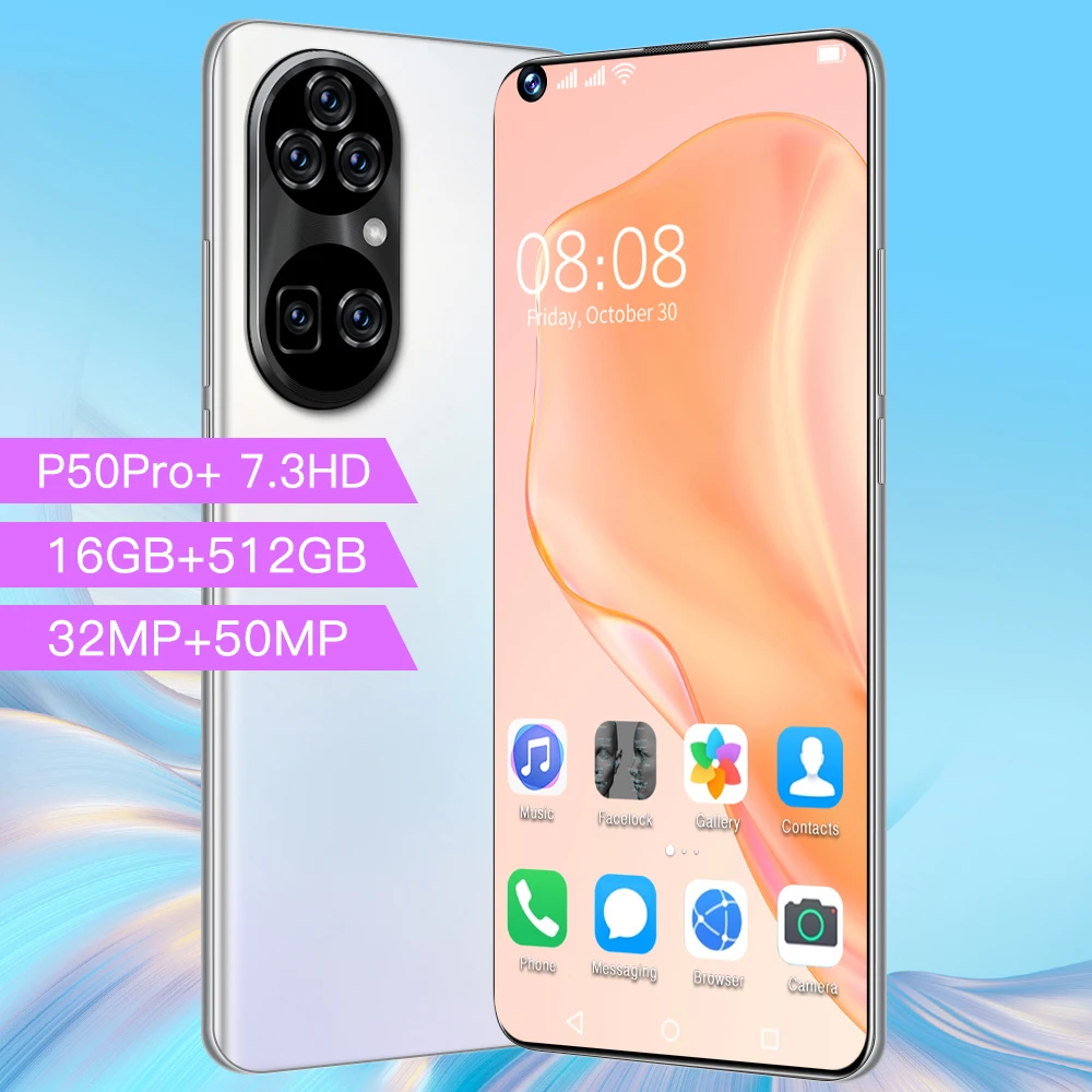 

New 2021 16+512GB 7.3 Inch Deca Core 5G Network P50 Pro+ Smartphones Fingerprint Unlock 32+50MP 6800mAh Andriod 11.0 Cell Phone