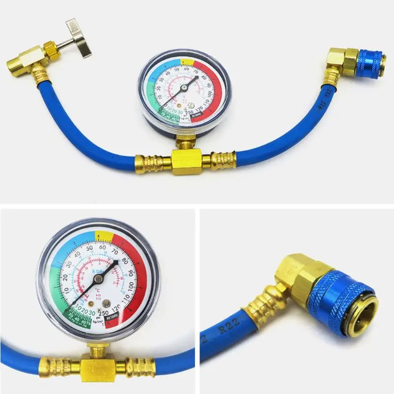 

R134A Air Conditioner Fluoride Tube Quick Release Refrigerant Connector Cold Pressure Gauge Repair Tool Car Home Use A6HB