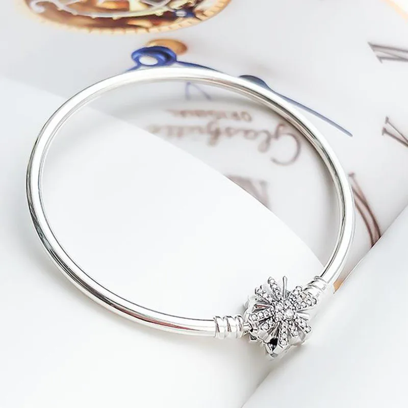 

100% 925 Silver Pan Bracelet Dazzling Fireworks Star Wish Basic Pan Bracelet Fit European Charm Bracelets Women Jewelry