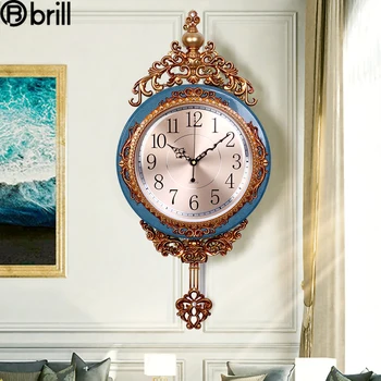 Large Luxury Wall Clock Retro Gold Swing Clocks Wall Home Decor Creative Living Room Farmhouse Decor Kitchen Vintage Wall Clocks