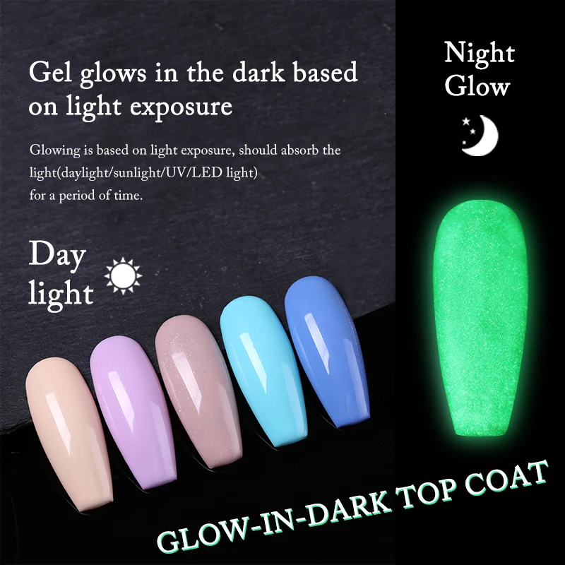UR SUGAR Luminous Gel Top Coat Semi Permanent Glow In Dark Fluorescent Soak Off UV LED Color Gel Nail Varnish Nails for Manicure images - 6