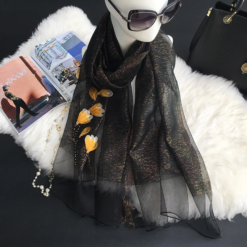 

Women scarf thin shawls and wraps lady solid female hijab stoles long cashmere White