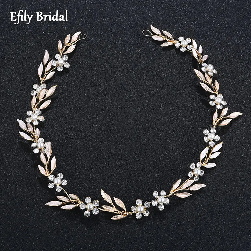 Efily повязка на голову с жемчугом и стразами свадебные аксессуары для волос женщин