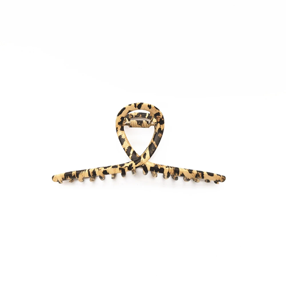 

2021 New Women Girls Leopard Hair Claw Clamps Metal Hair Crab Hair Claws Clip Solid Color Hairpin Large Size Hair Accessories