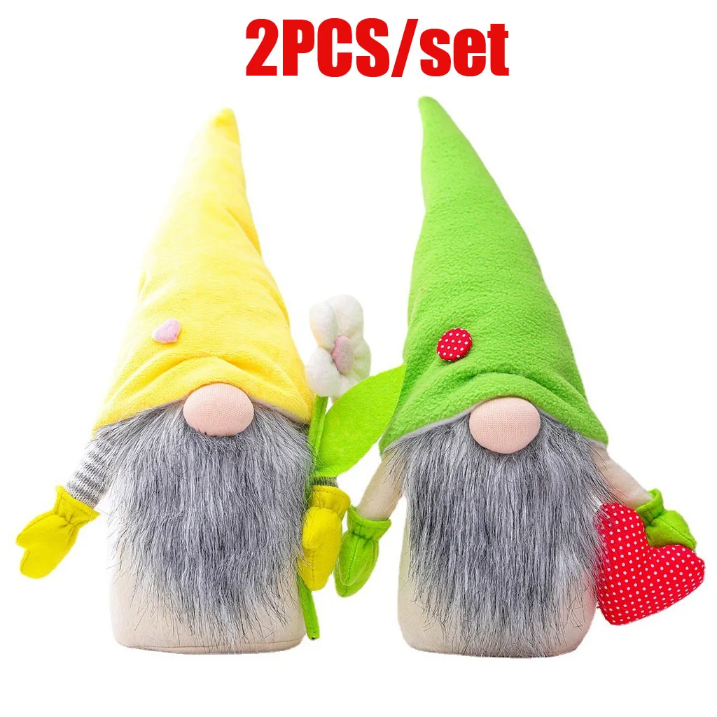 

2PC wielkanoc dekoracje 2022 valentines day wedding decoration Gnomes Decor Desktop Collectible Home Ornament Love for Men/Women