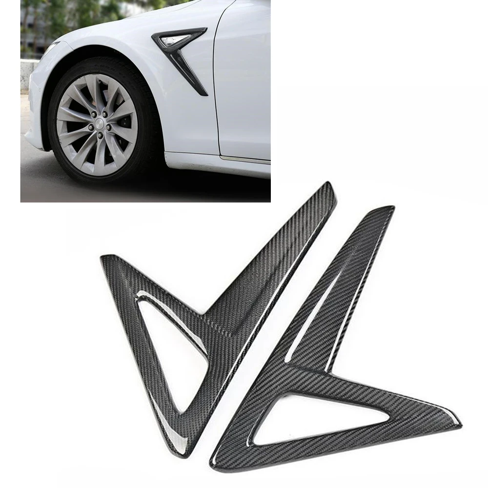 

For Tesla Model S 2014-2017 Car Body Side Frender Air Vent Cover Trim Real Carbon Fiber Car Exterior Front Intake Decor Canard