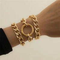 korean version fashion all match street shot multilayer alloy bracelet simple personality geometric aluminum chain jewelry women
