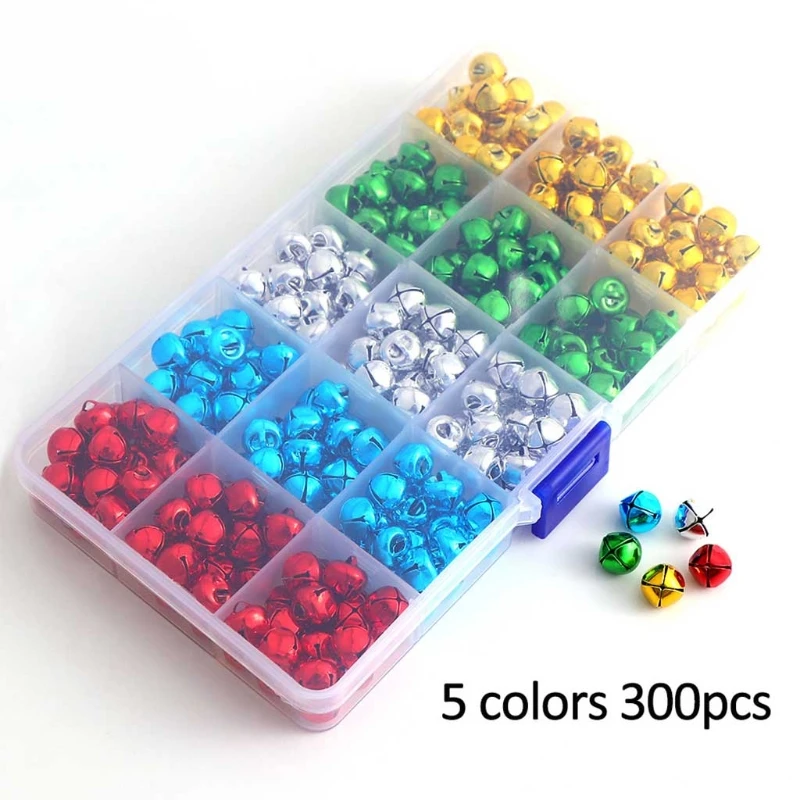 

300Pcs/Set 10mm Colorful Jingle Bell Small Loose Christmas Bells for DIY Keychain Pet Collar Pendant Xmas Tree Home Party Decor